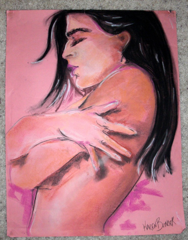 pastel girl on pink paper